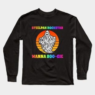 Steelpan Player Wanna Boogie Groovy Halloween Party Retro Vintage Long Sleeve T-Shirt